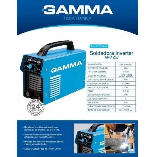 GAMMA SOLDADORA INVERTER M.3470 ARC 200 | 200 A | INVERTER