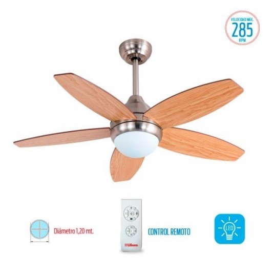 LILIANA VENTILADOR DE TECHO VT-HM315R 5 ASP MAD REG PARED 5 VEL 285RPM