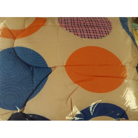 CASABLANCA 3100 ACOLCHADO ORO 1 1/2PL CIRCULOS SALMON Y AZUL