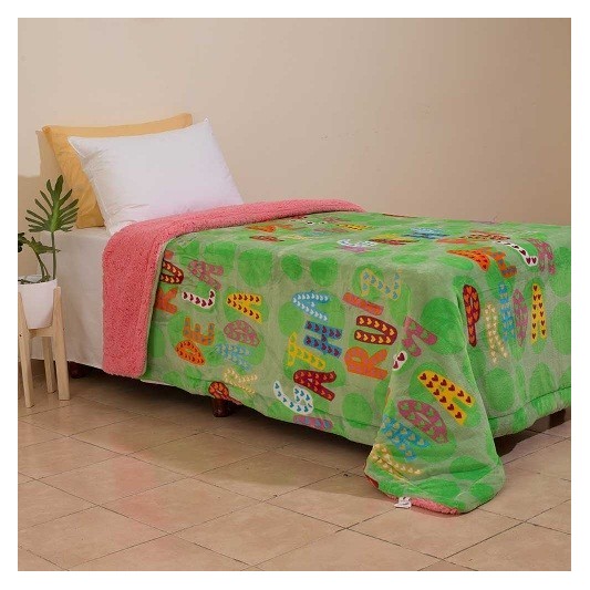 CASABLANCA FRAZADA 4880 BORREGO AGATHA 150X220 LUNARES VERDES