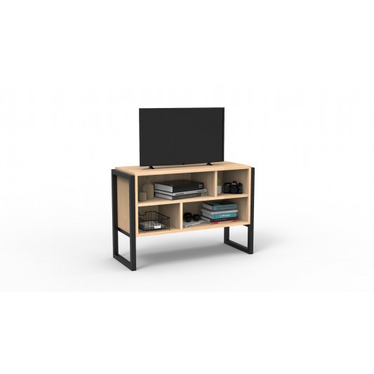 DELOS RACK MESA TV DE HIERRO DST01RN C/4 ESTANTES ROBLE NATURAL
