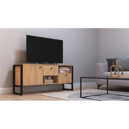 DELOS RACK MESA TV DE HIERRO DST03RN 1.27M ROBLE NATURAL