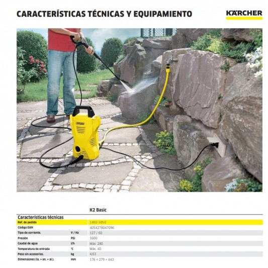 KARCHER HIDROLAVADORA K2 BASIC 110... KARCHER HIDROLAVADORA K2 BASIC 110...