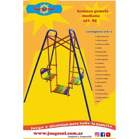 JUEGOSOL HAMACA GEMELA MEDIANA...