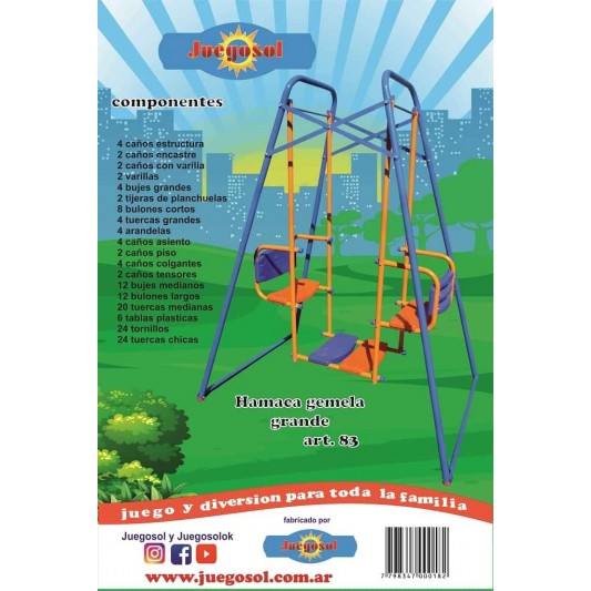 JUEGOSOL HAMACA GEMELA GRANDE ART. 83...