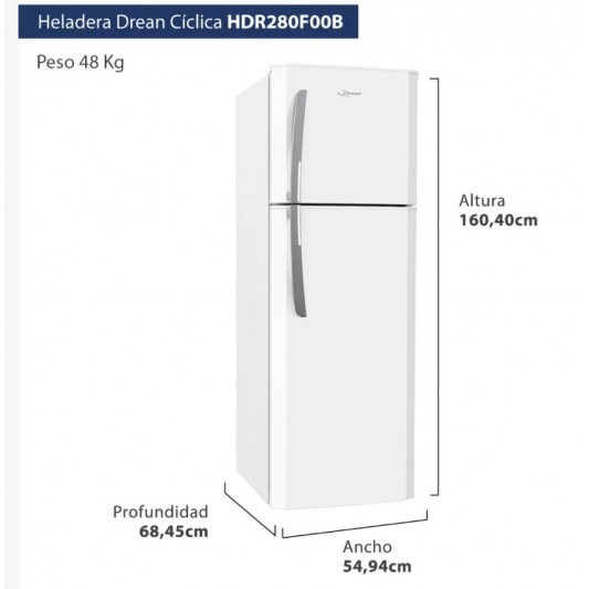 DREAN HELADERA HDR-280F00B C/FREEZER... DREAN HELADERA HDR-280F00B C/FREEZER...