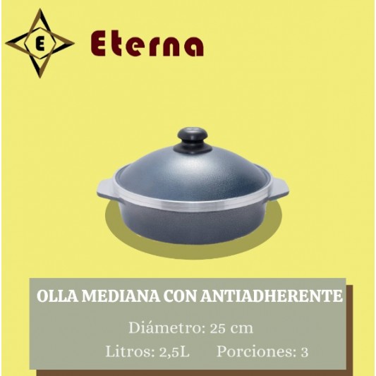 ETERNA OLLA 250 MEDIANA C/TEFLON GRIS...