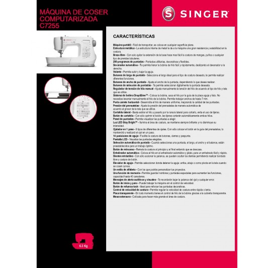 SINGER MAQUINA DE COSER C-7255