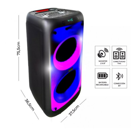 GCA PARLANTE LUCES FLAMA BLUETOOTH...