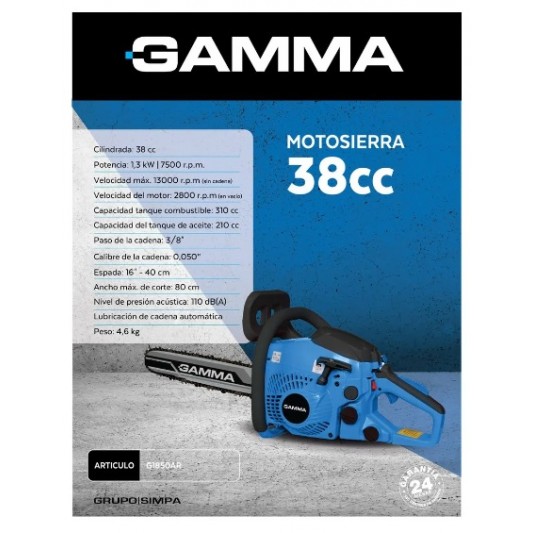 GAMMA MOTOSIERRA M.G1850AR 16" 38CC... GAMMA MOTOSIERRA M.G1850AR 16" 38CC...