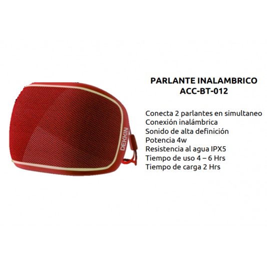 DEKKIN PARLANTE BLUETOOTH BT-012RO... DEKKIN PARLANTE BLUETOOTH BT-012RO...