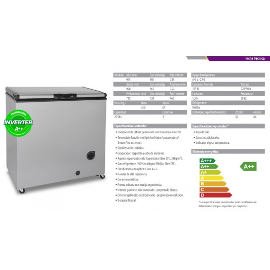 INELRO FREEZER HORIZONTAL FIH-270P++...