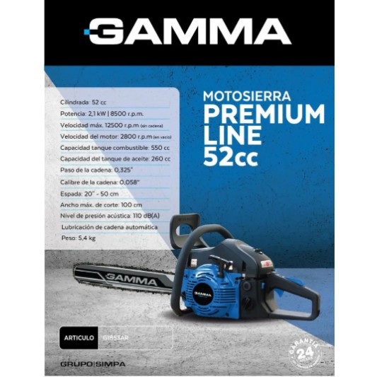 GAMMA MOTOSIERRA G-1853AR 20" 52CC...