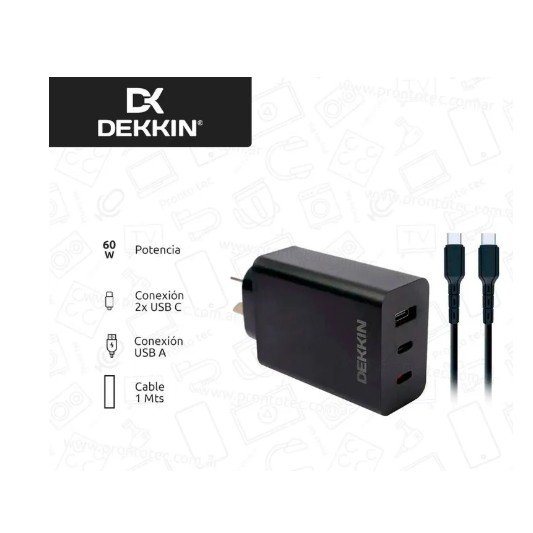 DEKKIN KIT CARGADOR KIT-073 65W+CABLE...