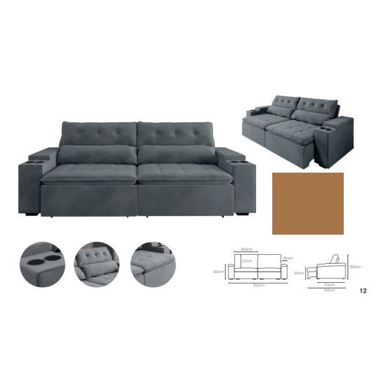 BEX´S SOFA ROYAL 3L C/2 TC PANA MARRON BEX´S SOFA ROYAL 3L C/2 TC PANA MARRON