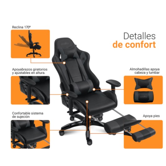 LEVEL UP SILLA GAMER APOLO NEG/GRIS