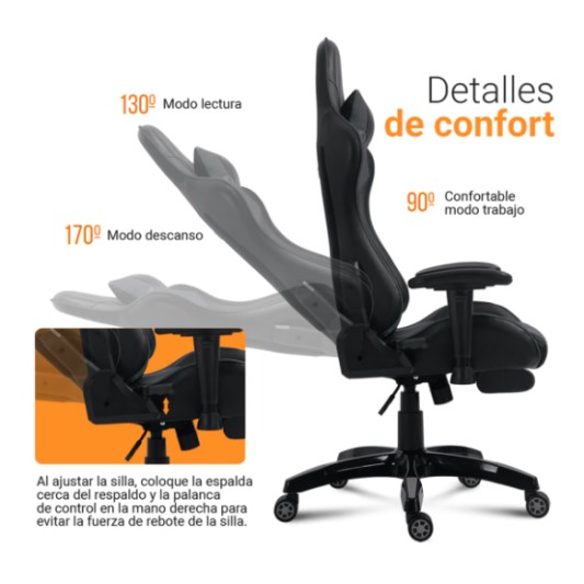 LEVEL UP SILLA GAMER APOLO NEG/GRIS