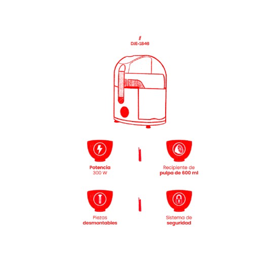 DAEWOO EXTRACTOR DE JUGO DJE-1846 300W
