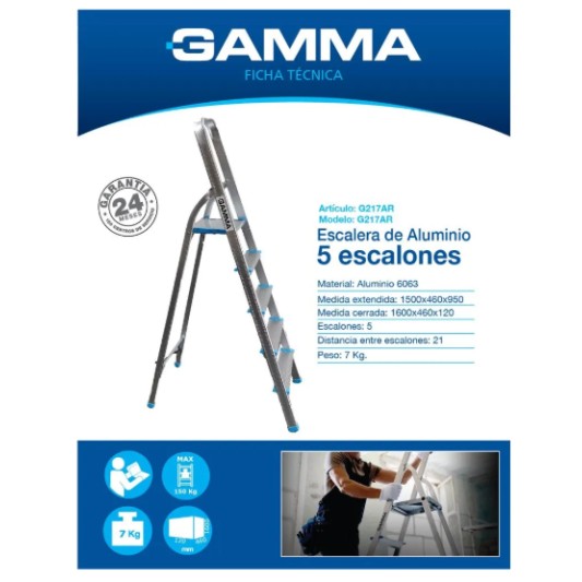 GAMMA ESCALERA ALUMINIO G-217AR 5...
