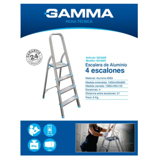 GAMMA ESCALERA ALUMINIO G-216AR 4...