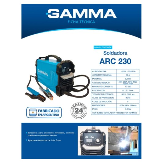 GAMMA SOLDADORA INVERTER G-3474 ARC 230