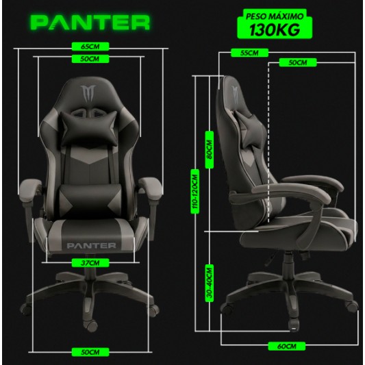 PANTER SILLA GAMER SGZ-NG NEGRA-GRIS